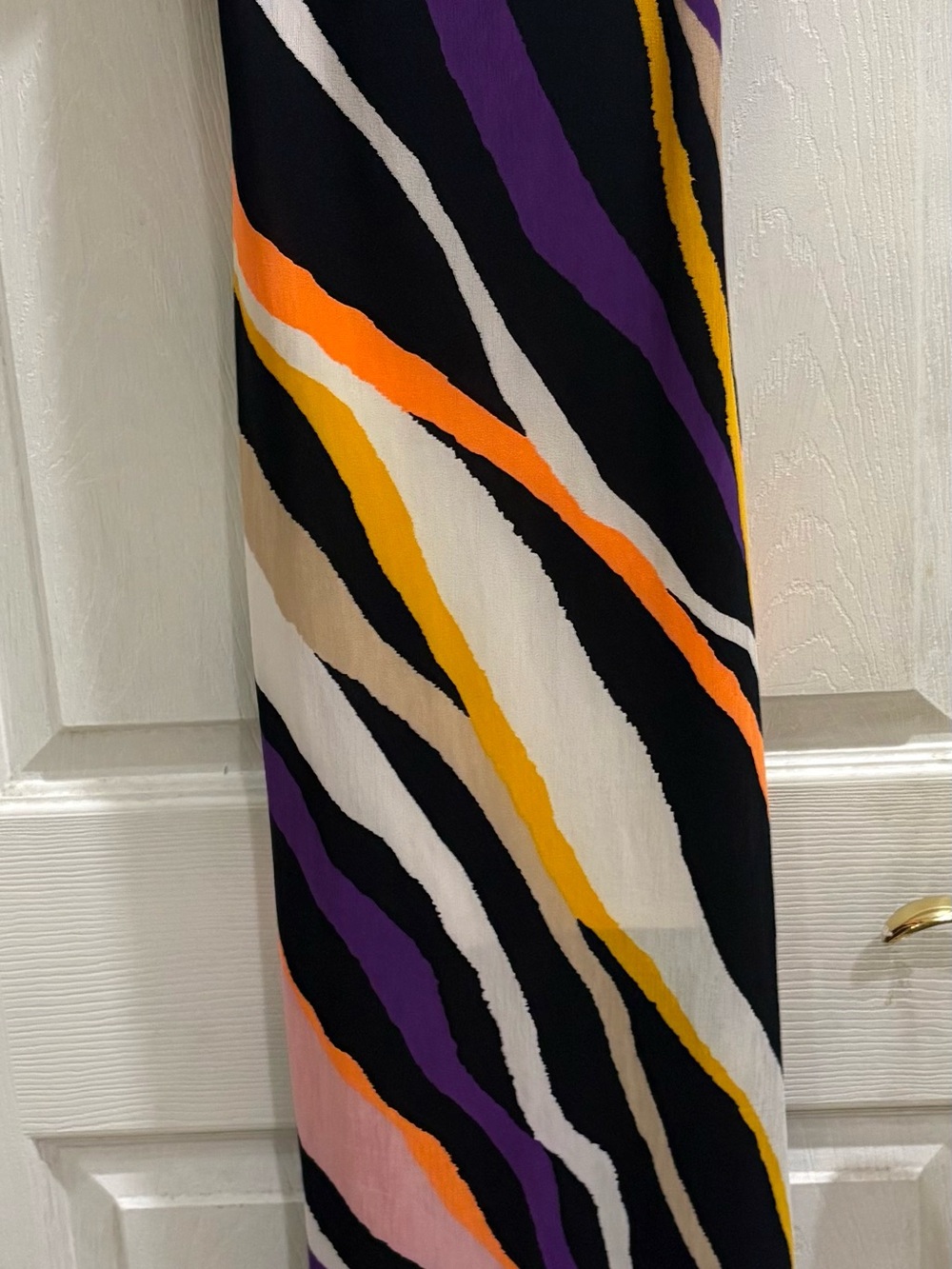 Abstract Zebra Stripe Maxi dress - Black, Purple, Orange, Yellow, Cream size sma